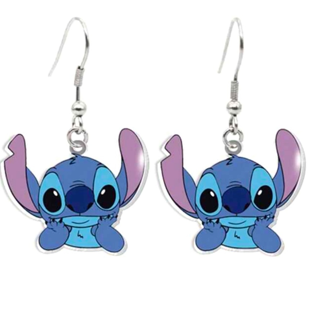 Blue and Pink Stitch Earrings